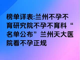 榜单详表:兰州不孕不育研究院不孕不育科“名单公布”兰州天大医院看不孕正规